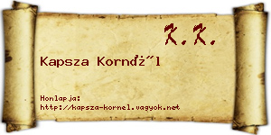 Kapsza Kornél névjegykártya