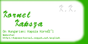 kornel kapsza business card